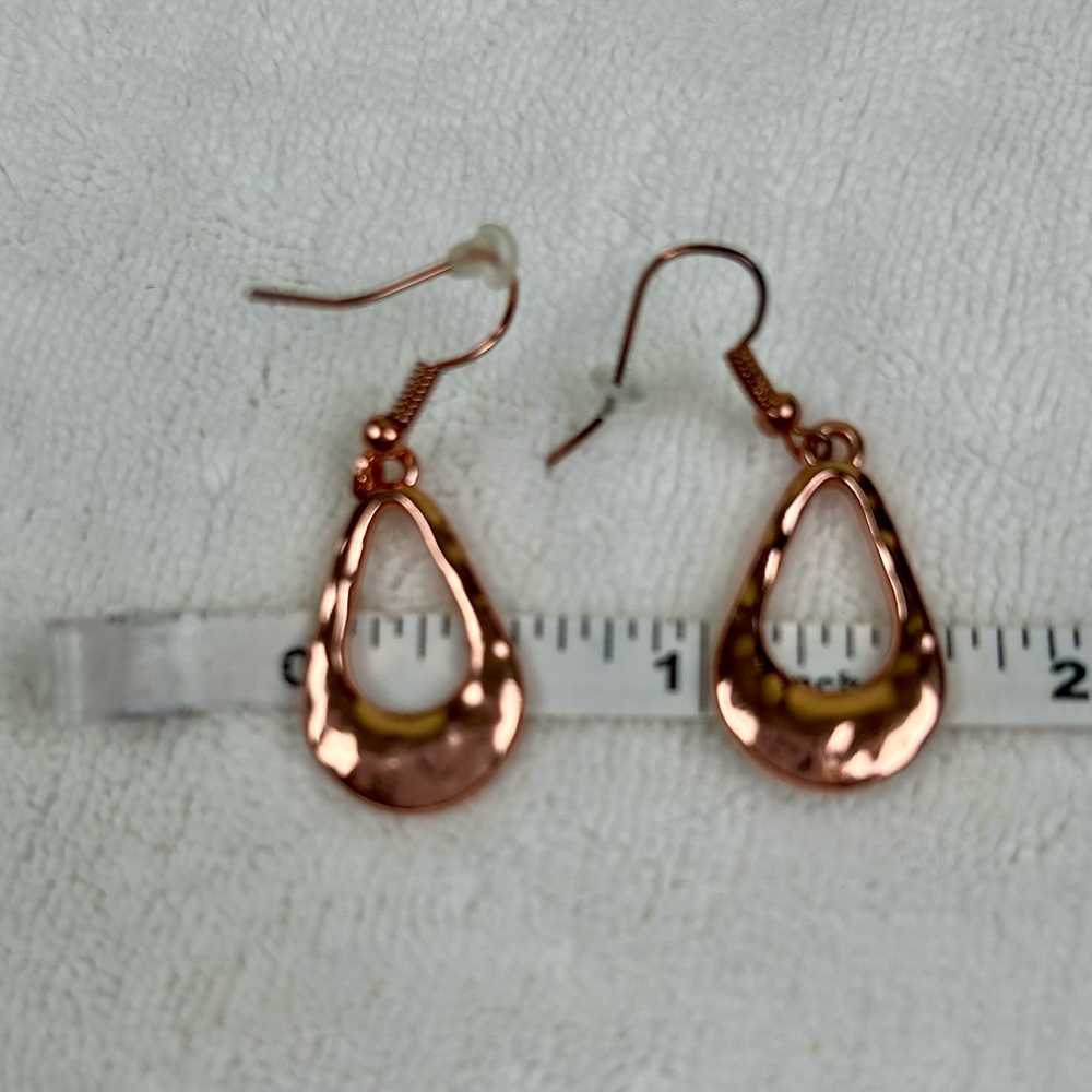 Copper Tear Drop Earrings Metallic Dangle Pierced - Picture 5 of 6